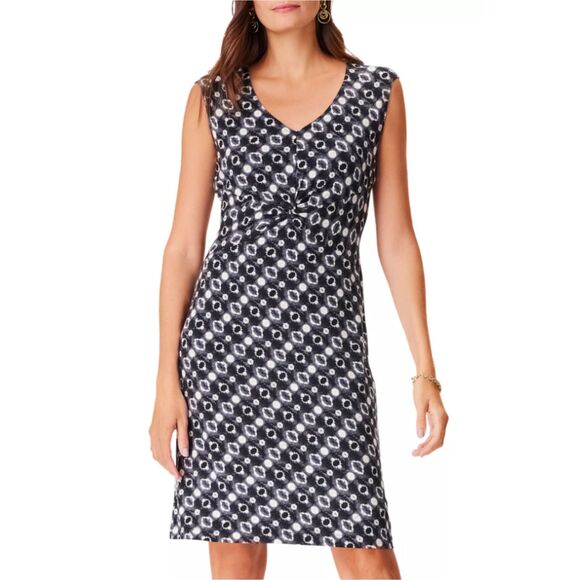 NIC+ZOE Midnight Shibori Twist Front Sheath Dress Women's XLarge Black Multi - Picture 1 of 9